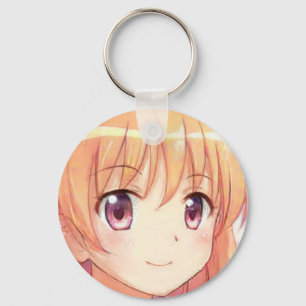 Anime ginger-haired girl plum eyes keychain