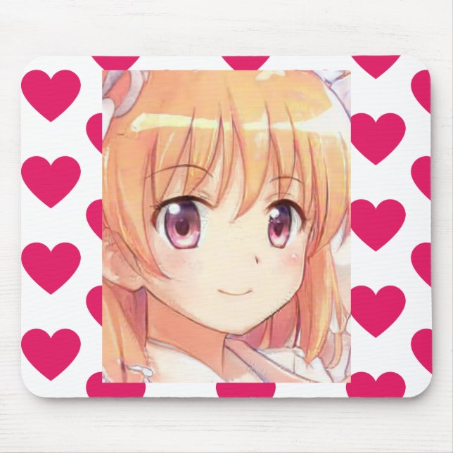 Anime ginger-haired girl plum eyes mouse pad (Front)