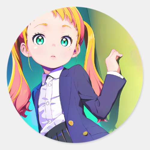 Anime Girl 044 Classic Round Sticker