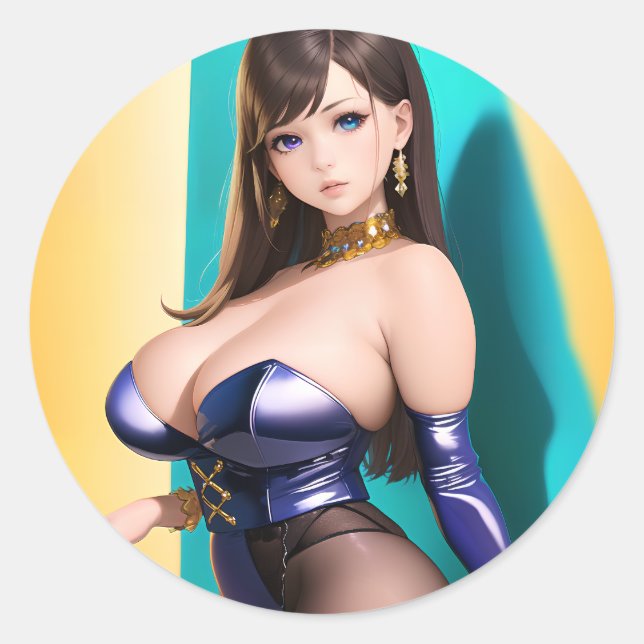 Anime Girl 046 Classic Round Sticker (Front)
