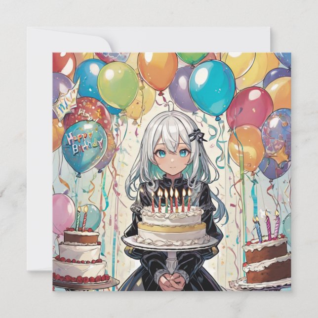 Anime girl A birthday invitation (Front)