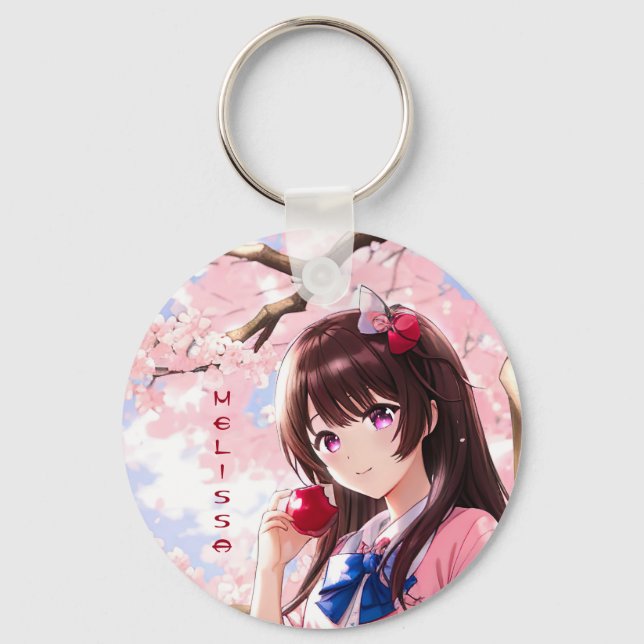 Anime Girl Add Name Keychain (Front)