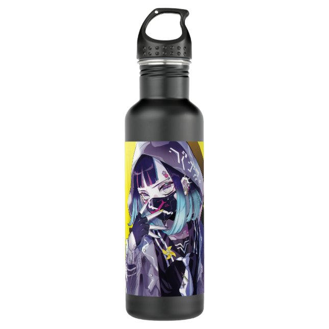 Anime Girl Aesthetic Yami Kawaii Edgy Vaporwave Wa Stainless Steel Water Bottle (Front)