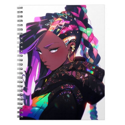 Anime Girl African American Art Notebook