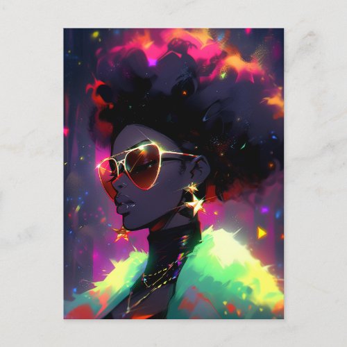 Anime Girl African American Art Postcard