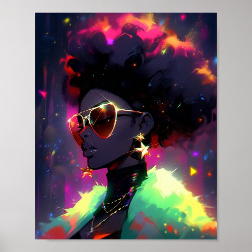 Anime Girl African American Art Poster