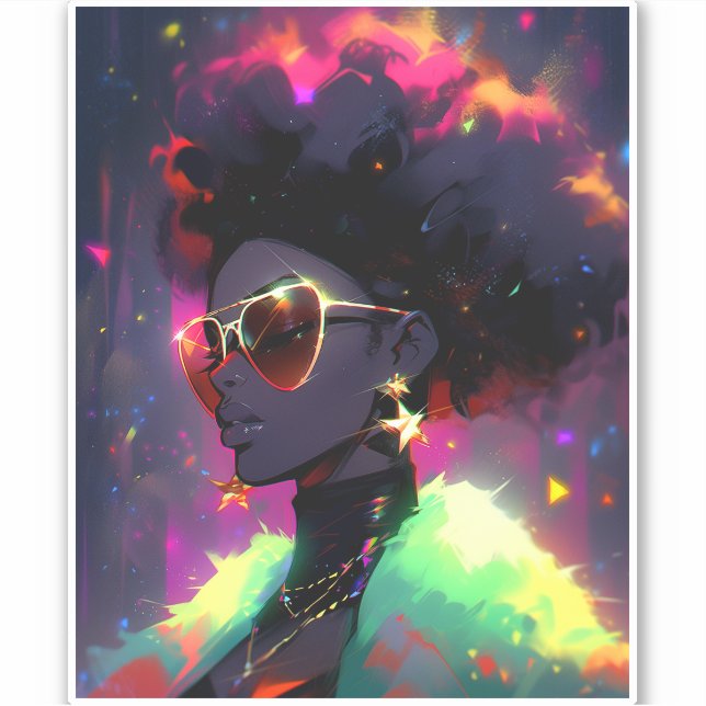 Anime Girl African American Art Sticker (Front)