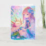 Anime Girl and an Axolotl Personalized Birthday Card