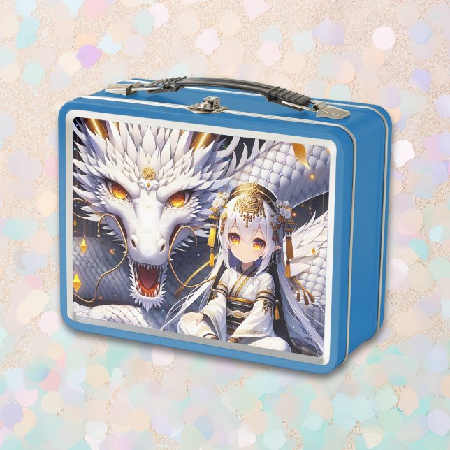 Anime Girl and Dragon Personalized Metal Lunch Box (Creator Uploaded)