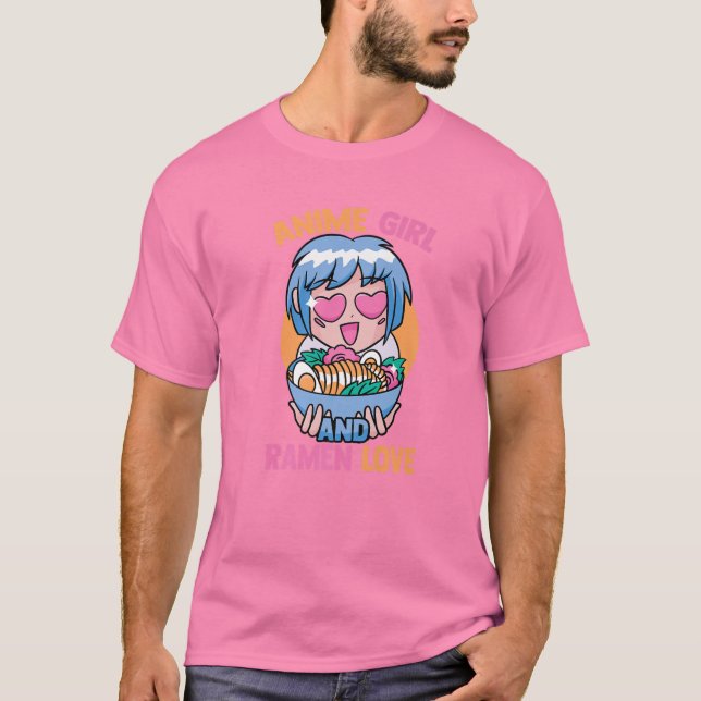 Anime Girl And Ramen Lover - Cute Kawaii - Manga O T-Shirt (Front)