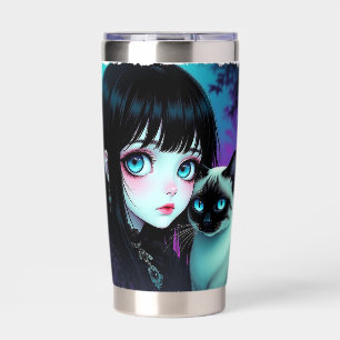  Anime Girl and Siamese Cat  Insulated Tumbler