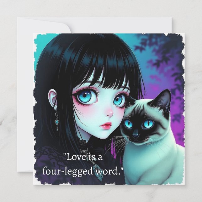  Anime Girl and Siamese Cat Quote (Front)