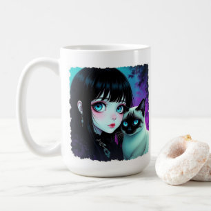 Anime Girl and Siamese Cat Quote Coffee Mug