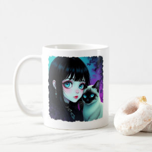 Anime Girl and Siamese Cat Quote Coffee Mug