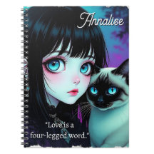Anime Girl and Siamese Cat Quote Personalized