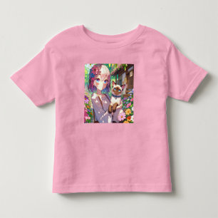 Anime Girl and Siamese Cat  Toddler T-shirt