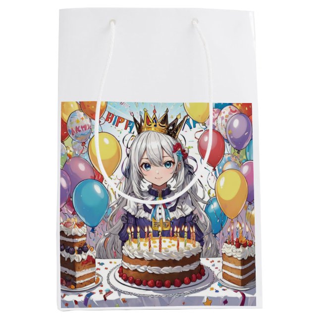 Anime girl B birthday Medium Gift Bag (Front)