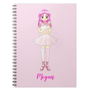Anime Girl Ballet Personalized Notebook Pink