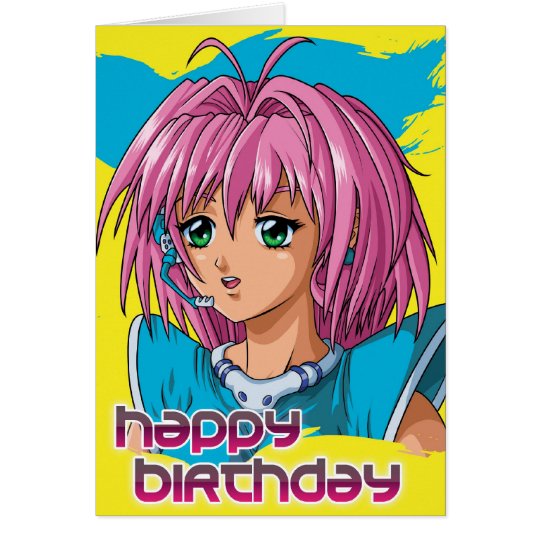 Anime Girl Birthday Card | Zazzle.com