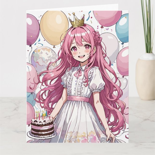 Anime girl birthday card (Front)