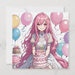 Anime girl birthday D Invitation
