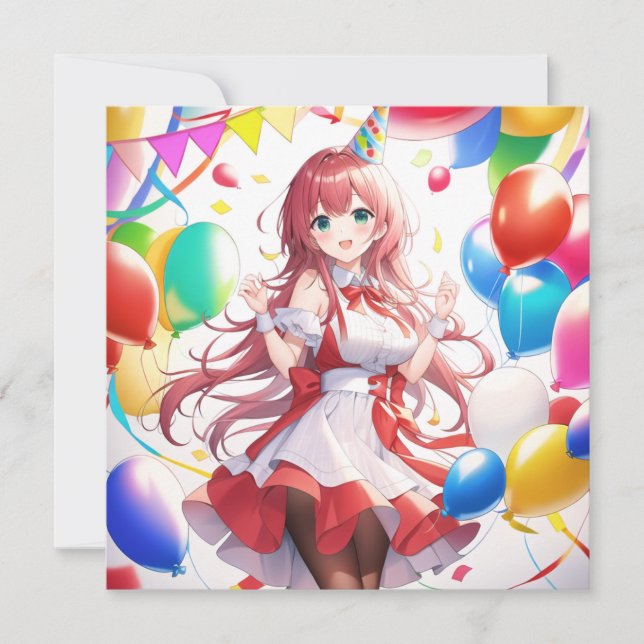 Anime Girl Birthday Invitation (Front)