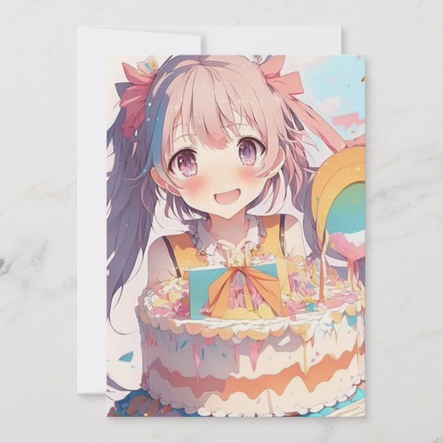 Anime Girl Birthday Party Invitation (Front)