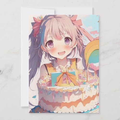 Anime Girl Birthday Party Invitation