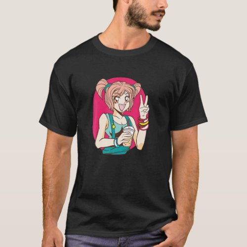 Anime Girl Bubble Tea Boba Tea T_Shirt