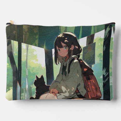 Anime girl bus stop design accessory pouch