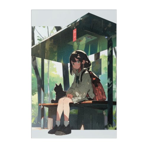 Anime girl bus stop design acrylic print
