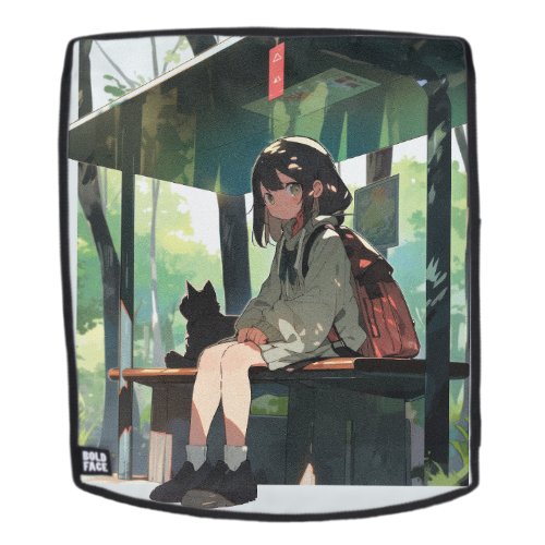 Anime girl bus stop design backpack