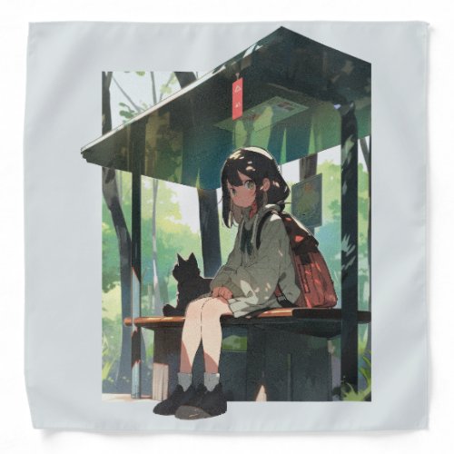 Anime girl bus stop design bandana