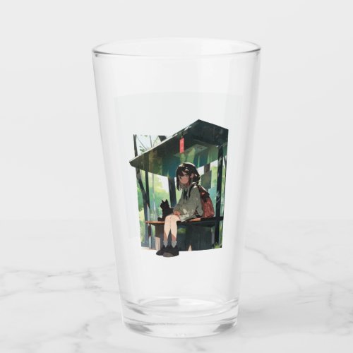 Anime girl bus stop design glass