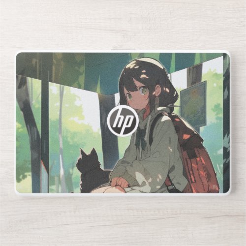 Anime girl bus stop design HP laptop skin