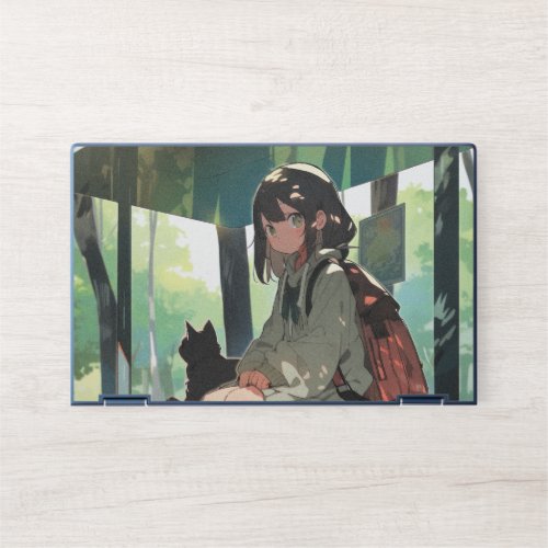 Anime girl bus stop design HP laptop skin