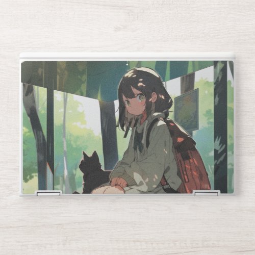 Anime girl bus stop design HP laptop skin