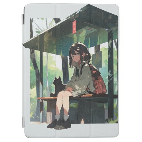 Anime girl bus stop design iPad air cover