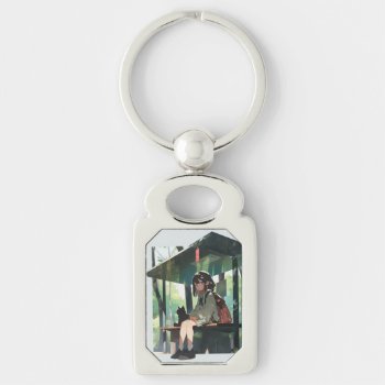 Anime Girl Bus Stop Design Keychain by Half_Ruby at Zazzle