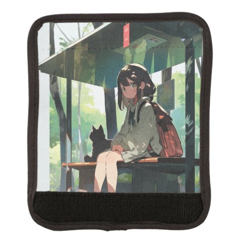 Anime girl bus stop design luggage handle wrap