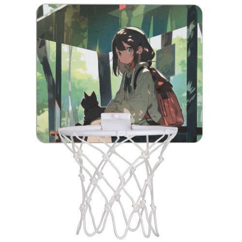 Anime girl bus stop design mini basketball hoop