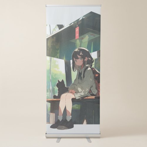 Anime girl bus stop design retractable banner