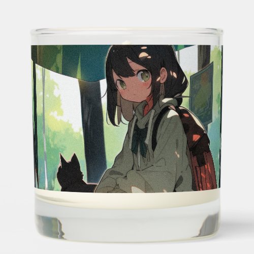 Anime girl bus stop design scented candle