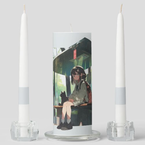 Anime girl bus stop design unity candle set