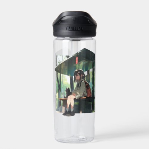 Anime girl bus stop design water bottle