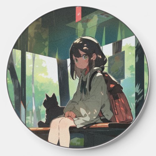 Anime girl bus stop design wireless charger 