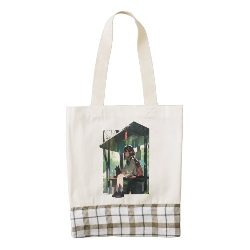 Anime girl bus stop design zazzle HEART tote bag