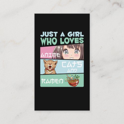 Anime Girl Cat and Ramen addicted Japanese Noodles Business Card