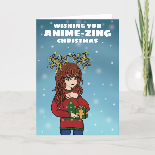 Anime Girl Christmas Holiday Card