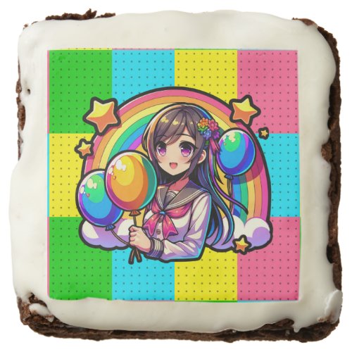 Anime Girl Colorful Pop Art Birthday  Brownie